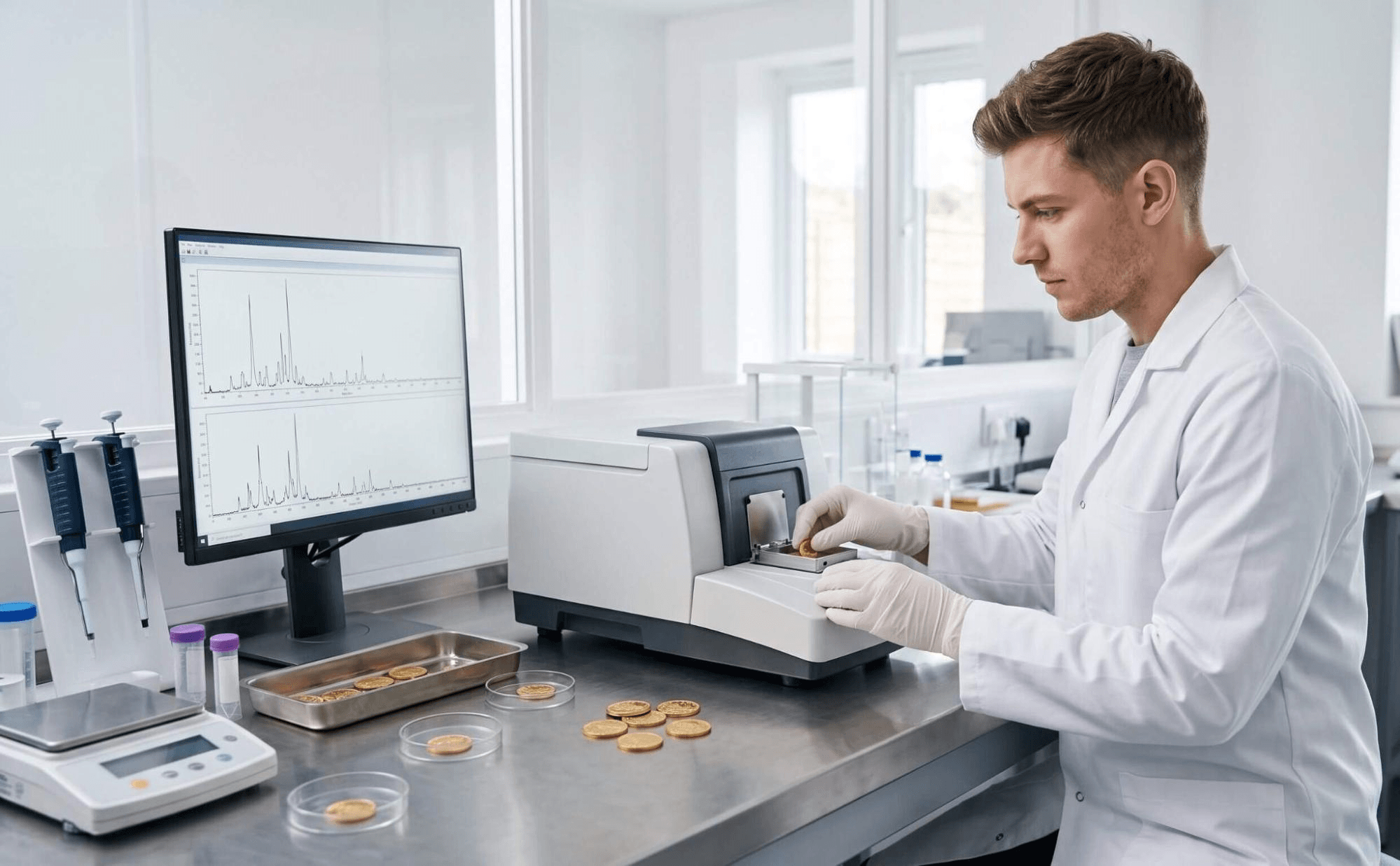 Goldmünzen Wertermittlung im Labor