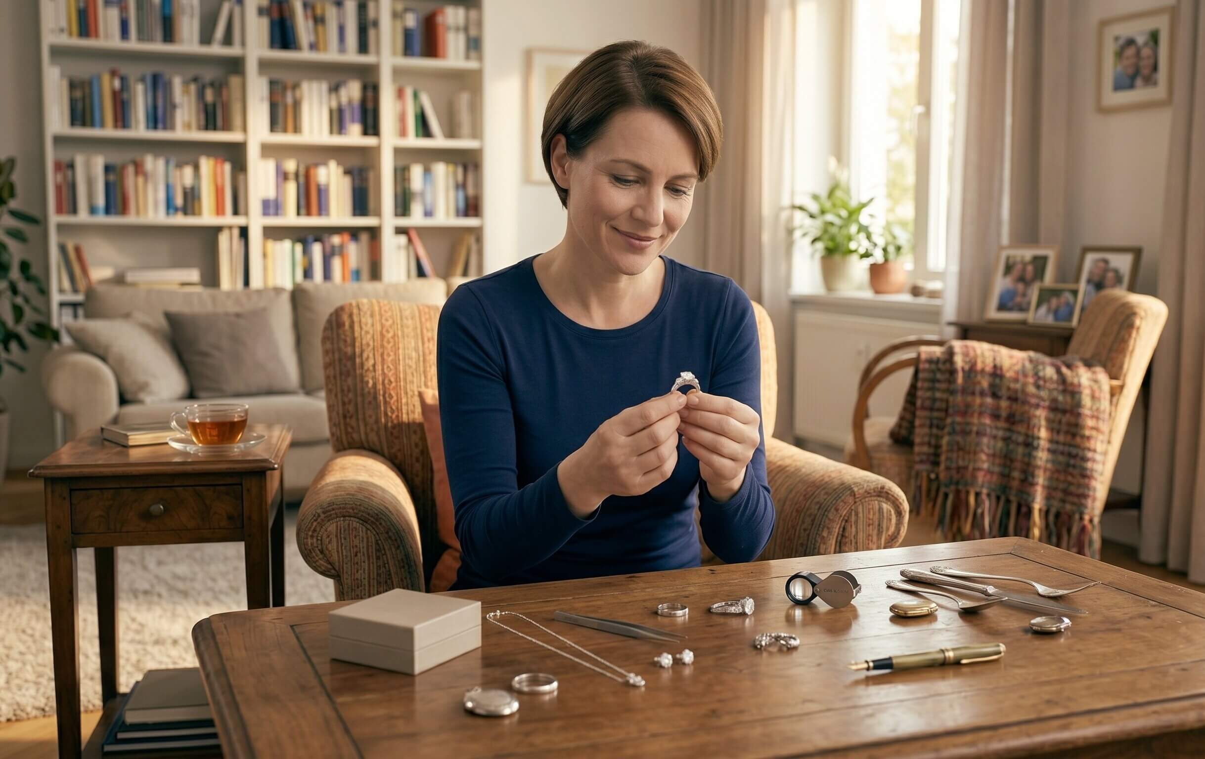 Frau verkauft Platin online